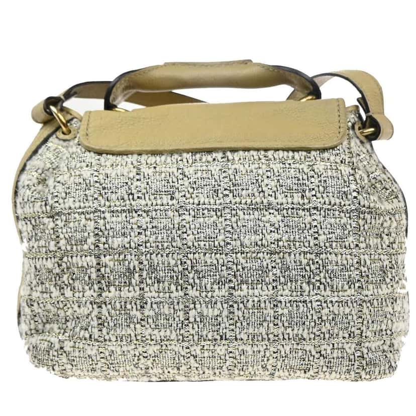Chloe Elsie Shoulder Bag Beige Tweed Good condition - Back View