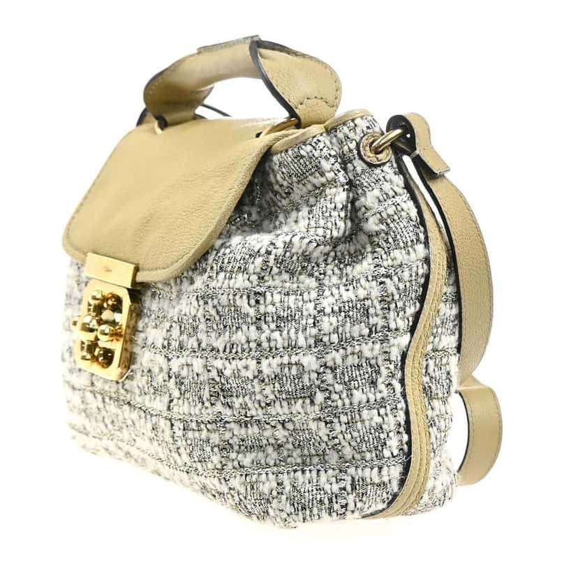 Chloe Elsie Shoulder Bag Beige Tweed Good condition - Inside View