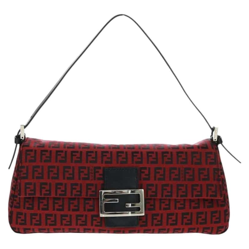 Fendi Zucchino Canvas Mamma Baguette Red Canvas Very good condition - Back View
