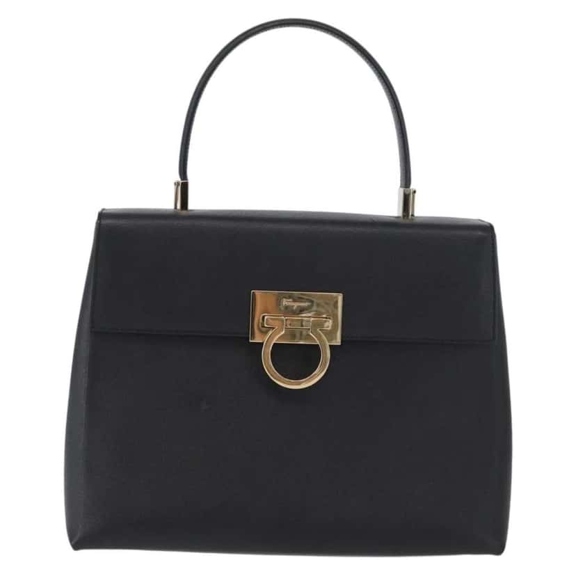 Salvatore Ferragamo Gancini handbag Black Leather Good condition - Front View