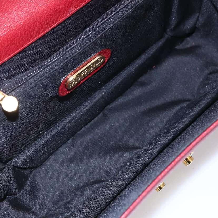 Fendi Vintage Handbag Red Leather Fair condition - Box View