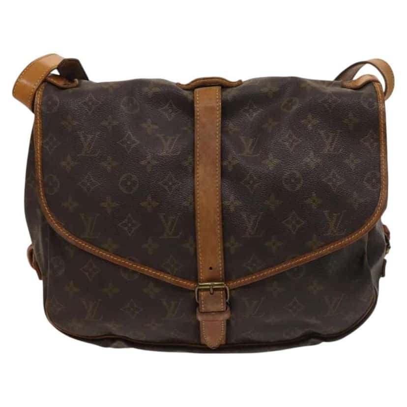 Louis Vuitton Saumur Handbag Brown Canvas Fair condition - Front View