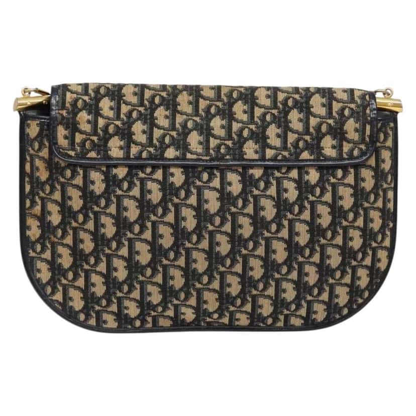 Christian Dior Vintage CD trotter Shoulder bag Navy Canvas Good condition - Back View