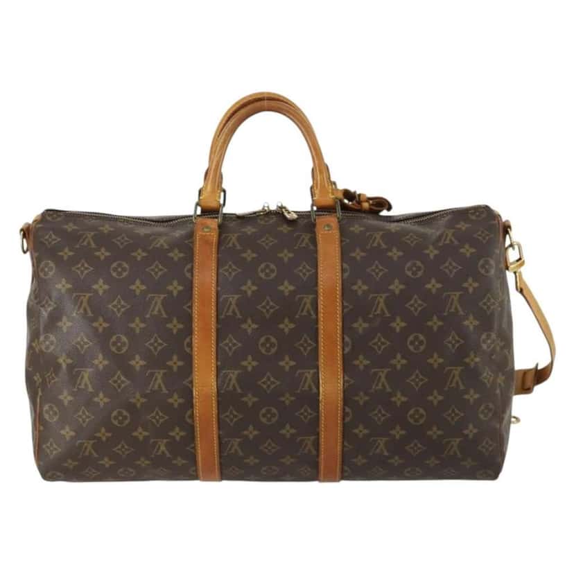 Louis Vuitton Keepall Bandouliere Bag Brown Canvas Fair condition - Back View