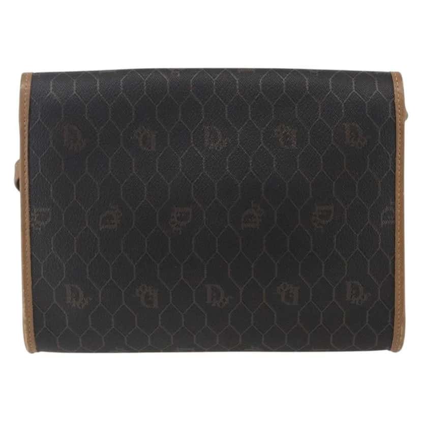 Christian Dior Vintage Honeycomb Flap Crossbody Bag Black Canvas Good condition - Back View