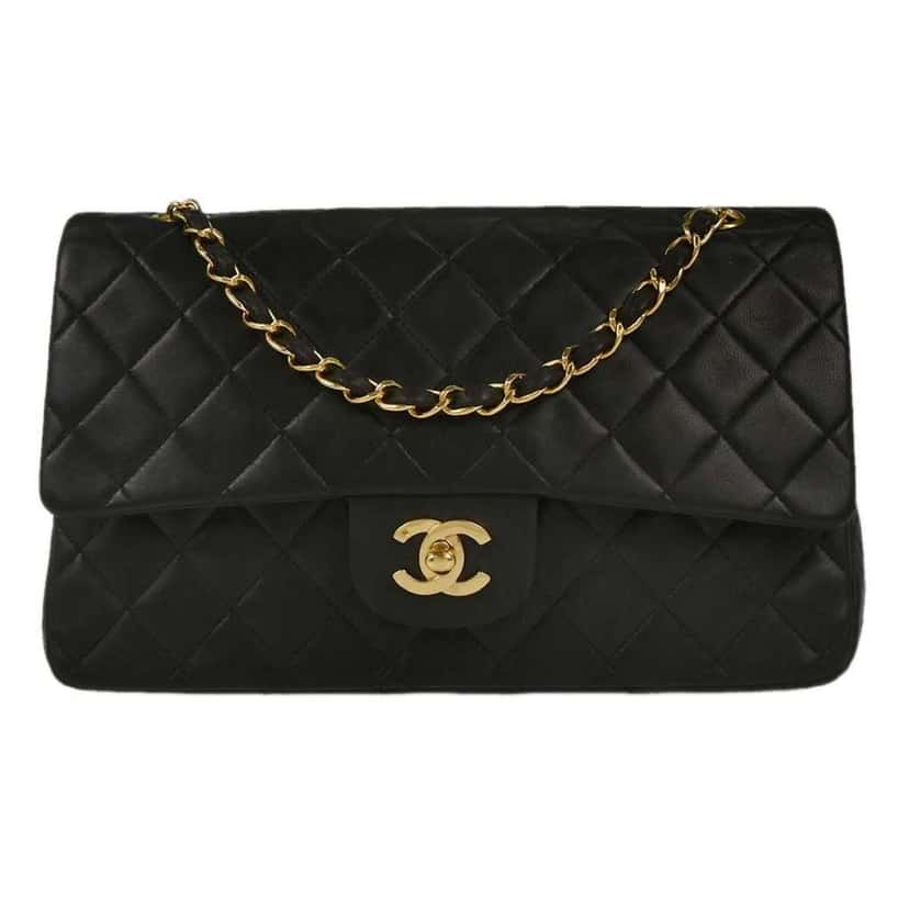 Chanel Timeless - Classic Double Flap Bag Black Leather Good condition - Front View