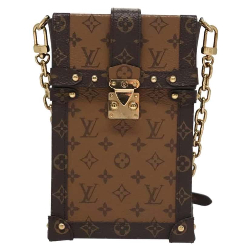 Louis Vuitton Vertical Trunk Pochette Brown Canvas Very good condition - Front View