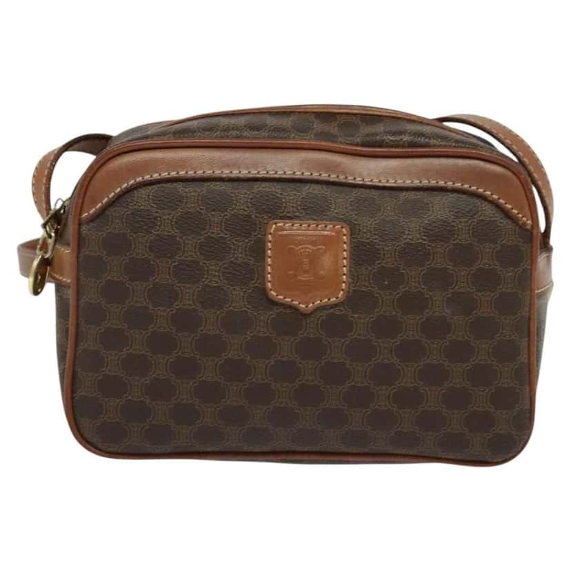 Celine Vintage Macadam Shoulder Bag Brown Canvas Good condition - Front View