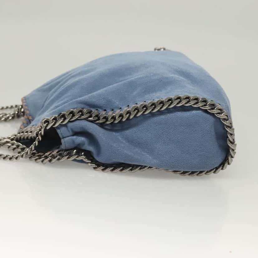 Stella Mccartney Falabella Fold Over Crossbody Bag Blue Suede Good condition - Model View