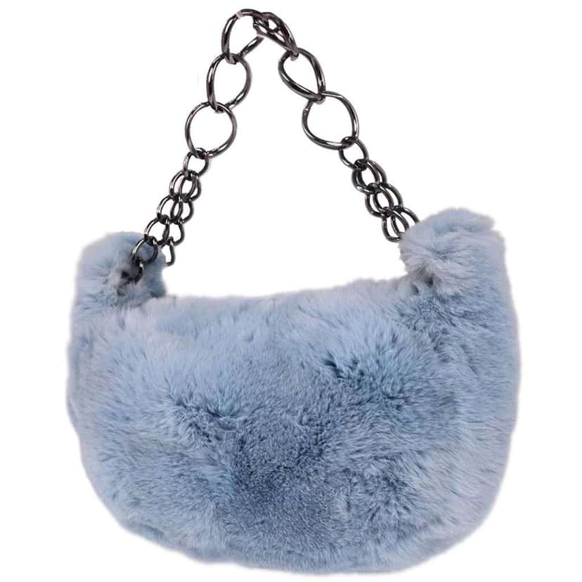 Chanel Chain Hobo Blue Fur Good condition - Back View