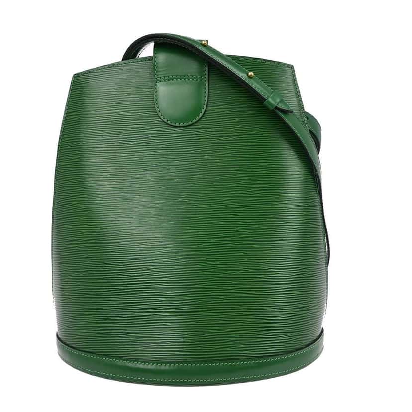 Louis Vuitton Cluny Shoulder Bag Green Leather Good condition - Back View