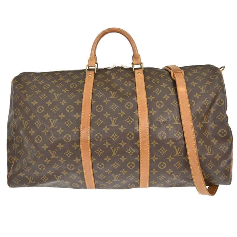 Louis Vuitton Keepall Bandouliere Bag Brown Canvas Good condition - Front View