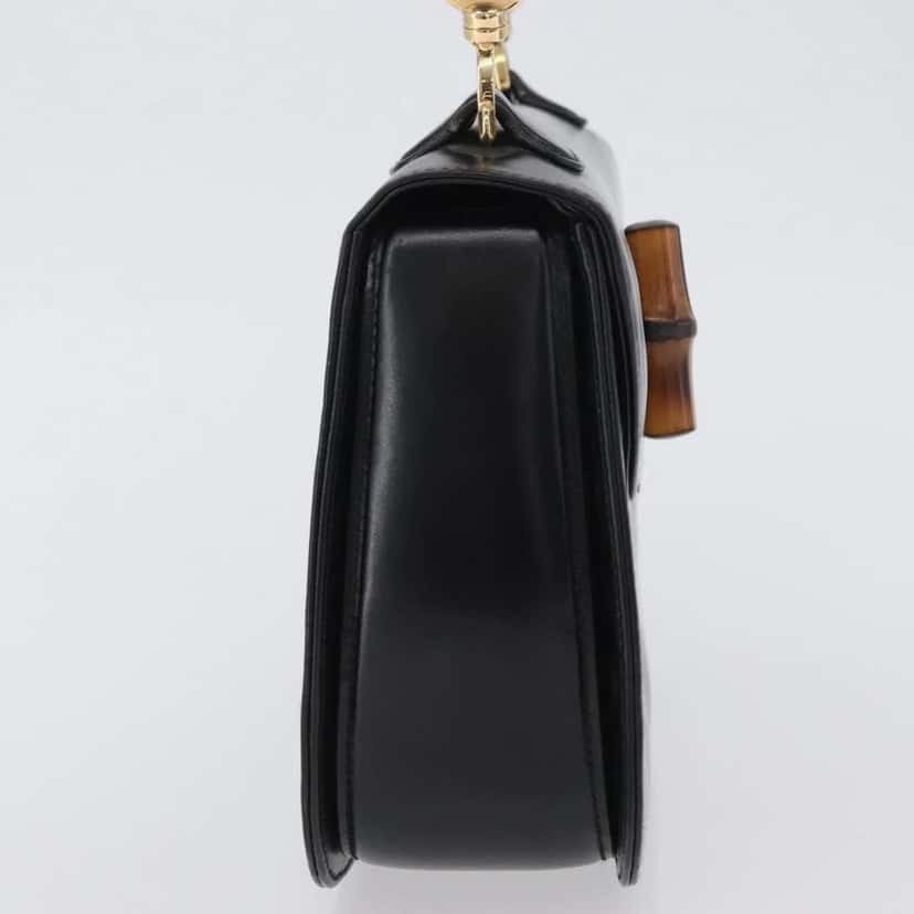 Gucci Vintage Convertible Bamboo Top Handle Bag Black Leather Good condition - Model View