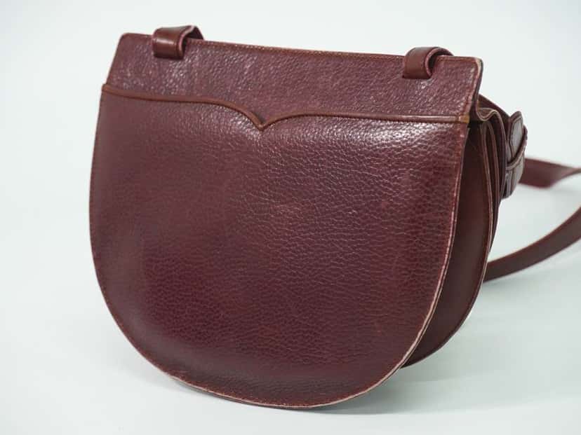 Cartier Must de Cartier Shoulder Bag Burgundy Leather Fair condition - Back View