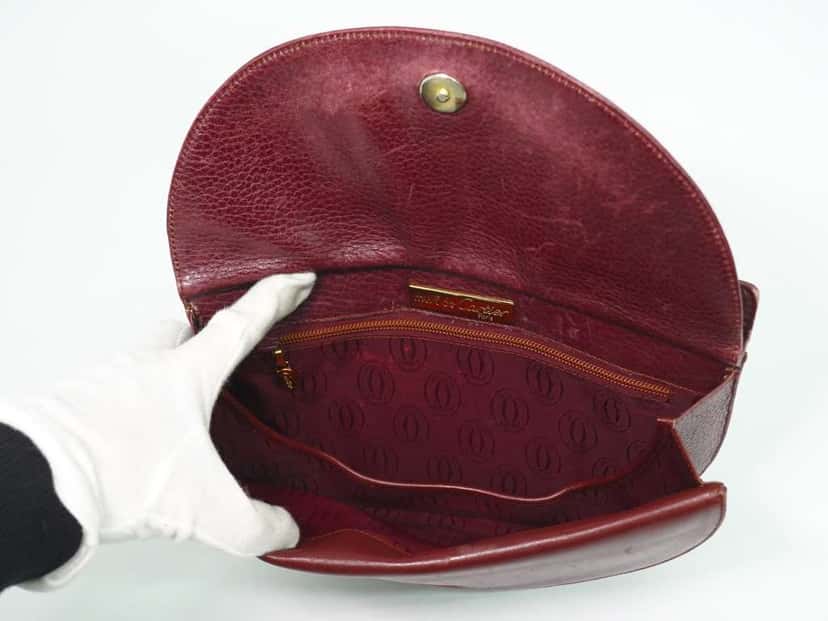 Cartier Must de Cartier Shoulder Bag Burgundy Leather Fair condition - Inside View