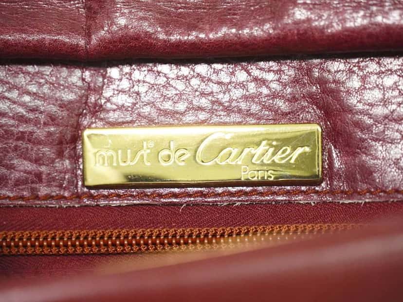 Cartier Must de Cartier Shoulder Bag Burgundy Leather Fair condition - Model View