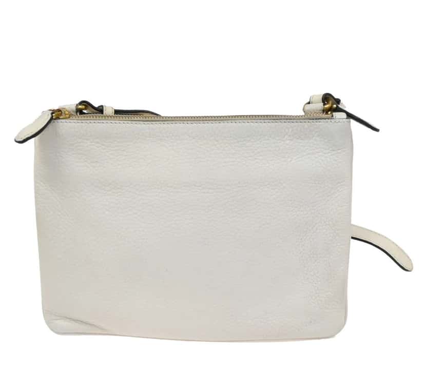 Prada Double Zip Crossbody Bag White Leather Good condition - Back View