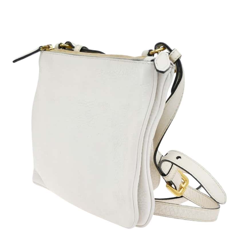 Prada Double Zip Crossbody Bag White Leather Good condition - Model View