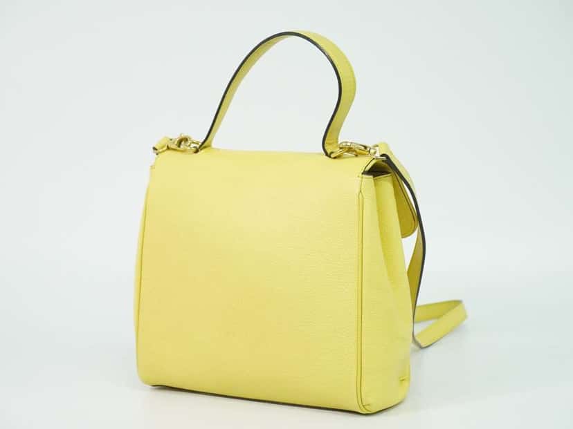 Celine Vintage Shoulder Bag Yellow Leather Good condition - Back View