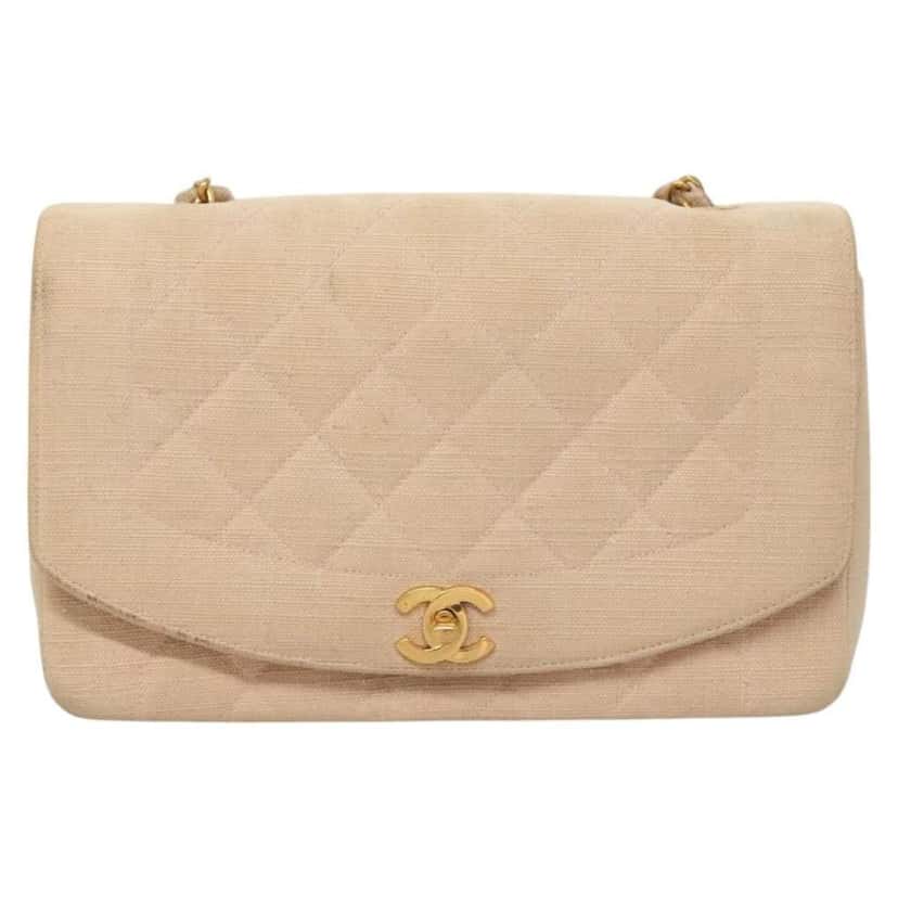 Chanel Vintage Diana Flap Bag Pink Canvas Good condition - Front View