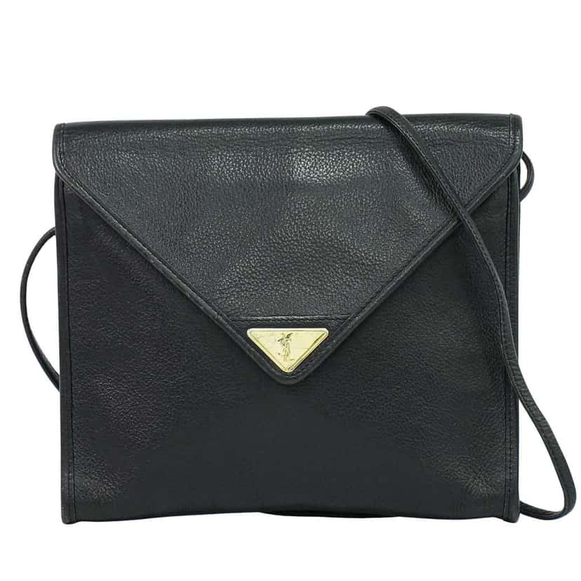 Saint Laurent Vintage Shoulder Bag Black Leather Good condition - Front View