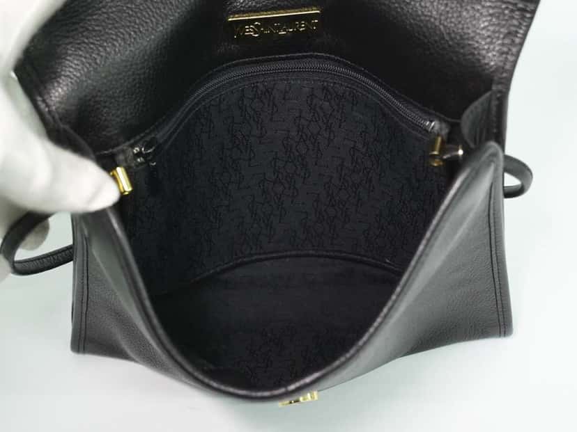 Saint Laurent Vintage Shoulder Bag Black Leather Good condition - Inside View