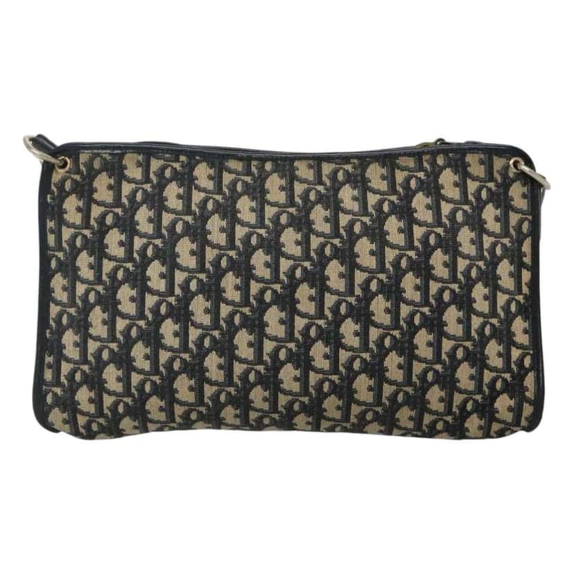 Christian Dior Vintage Trotter Shoulder Bag Navy Canvas Fair condition - Back View