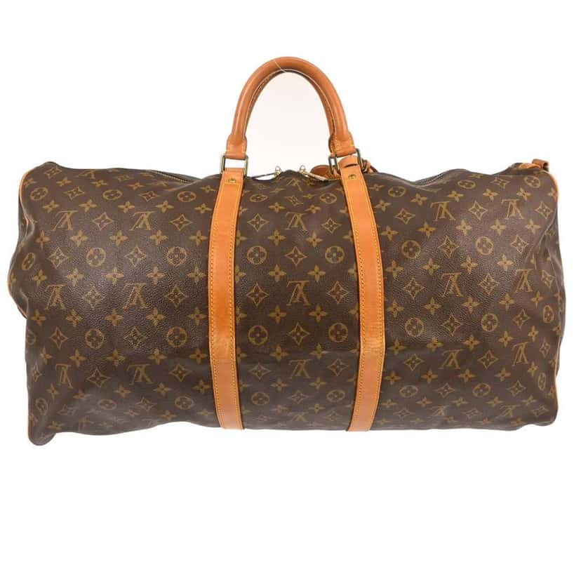 Louis Vuitton Keepall Bandouliere Bag Brown Canvas Fair condition - Back View