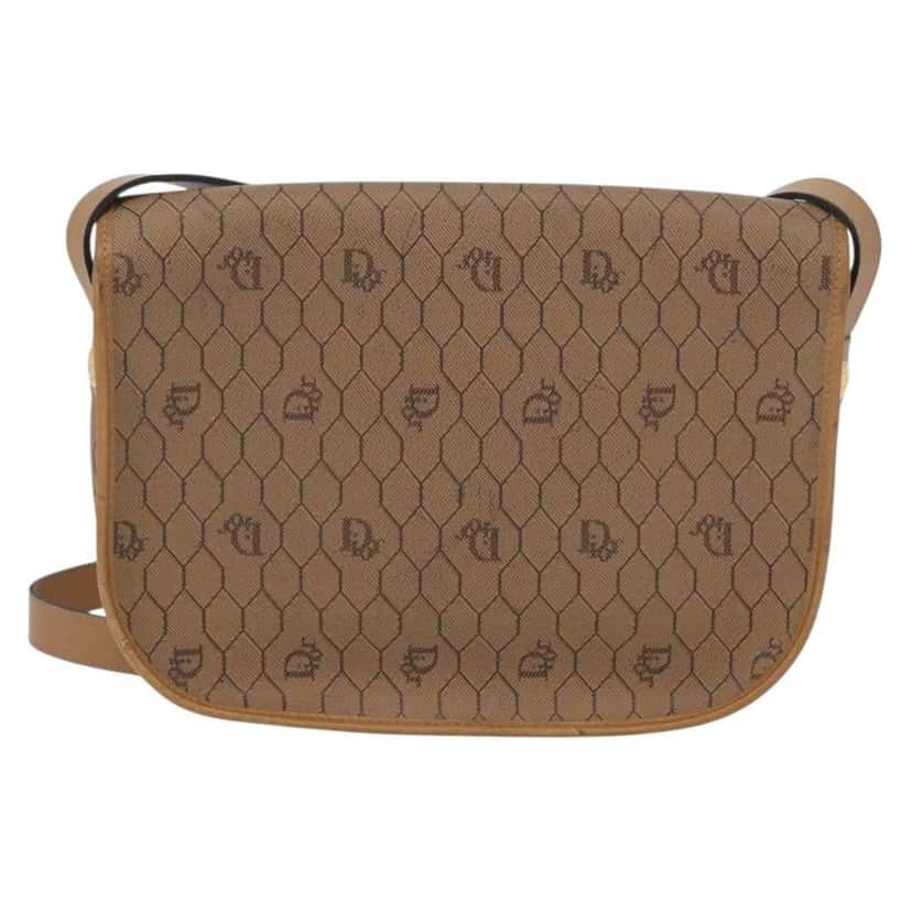 Christian Dior Vintage Honeycomb Shoulder Bag Beige Canvas Good condition - Back View