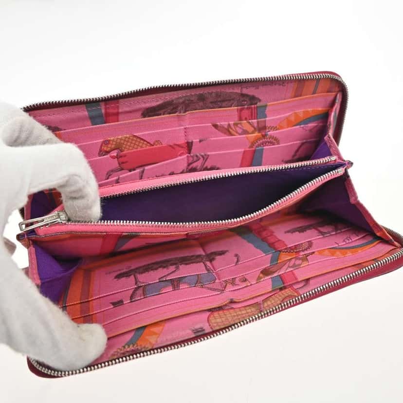 Hermès Azap Zip Around Wallet Red Leather Good condition - Box View