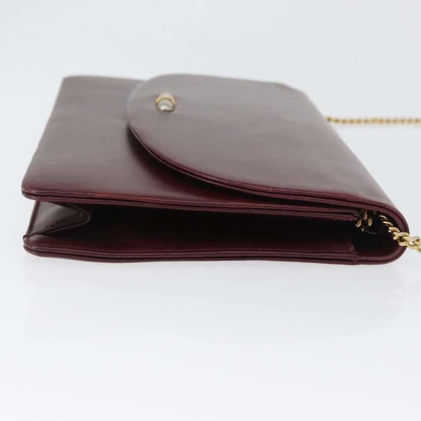 Christian Dior Vintage Chain Flap Shoulder Bag Burgundy Leather Fair condition - Inside View