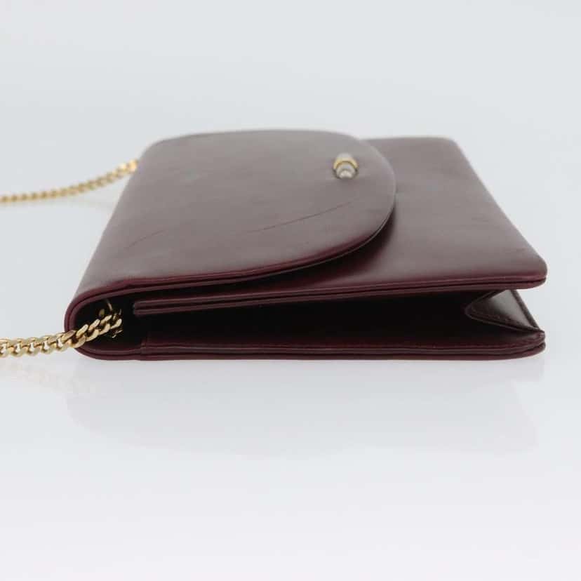 Christian Dior Vintage Chain Flap Shoulder Bag Burgundy Leather Fair condition - Model View