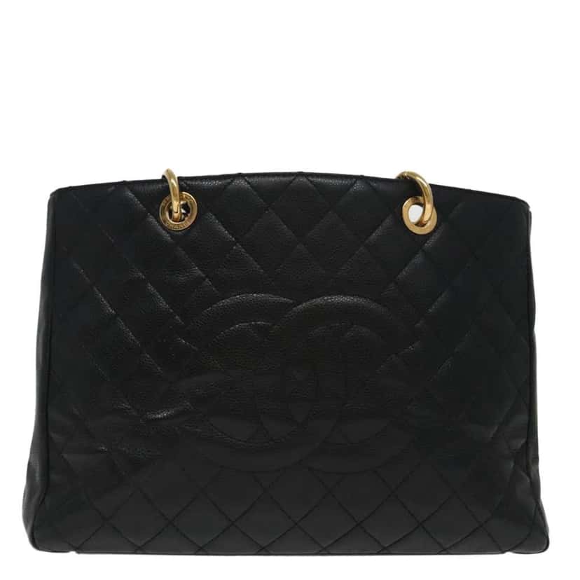 Chanel Grand Shopping Tote Black Leather Good condition - Front View