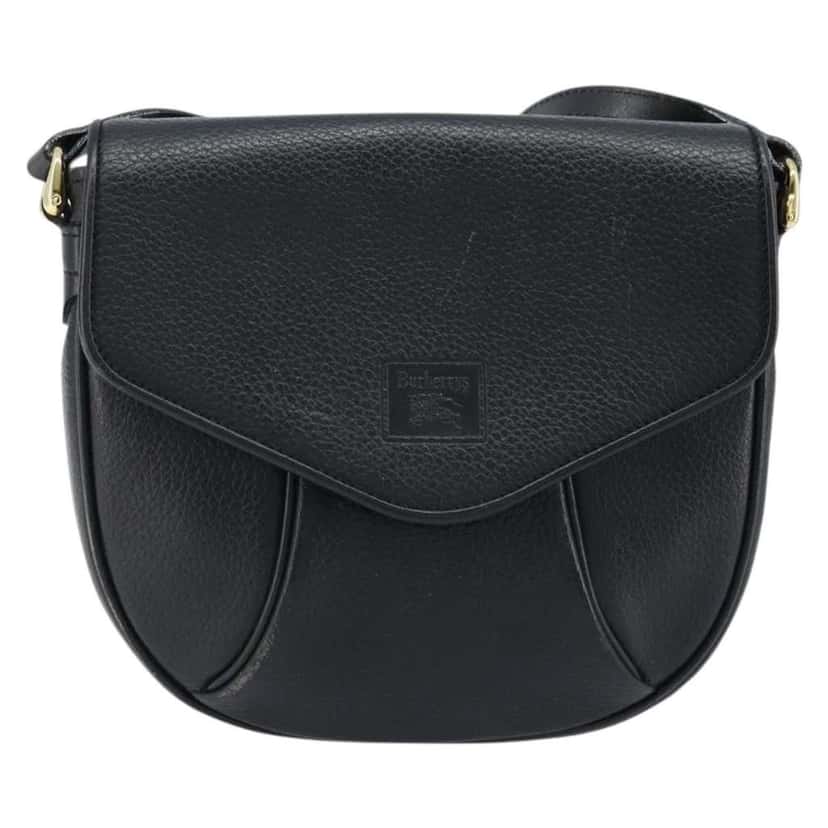 Burberry Flap Shoulder Bag Black Leather Good condition - Front View