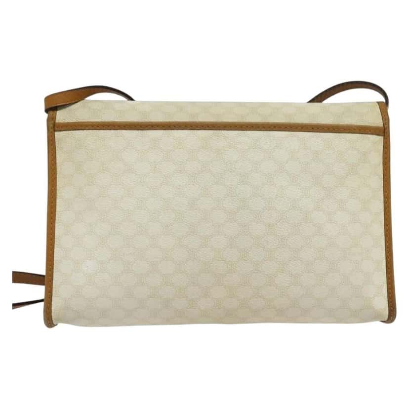 Celine Vintage Macadam Shoulder Bag White Canvas Good condition - Back View