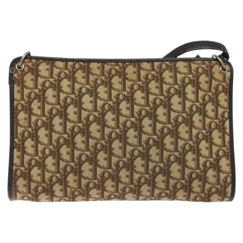 Christian Dior Vintage Trotter Shoulder Bag Brown Canvas Good condition - Back View