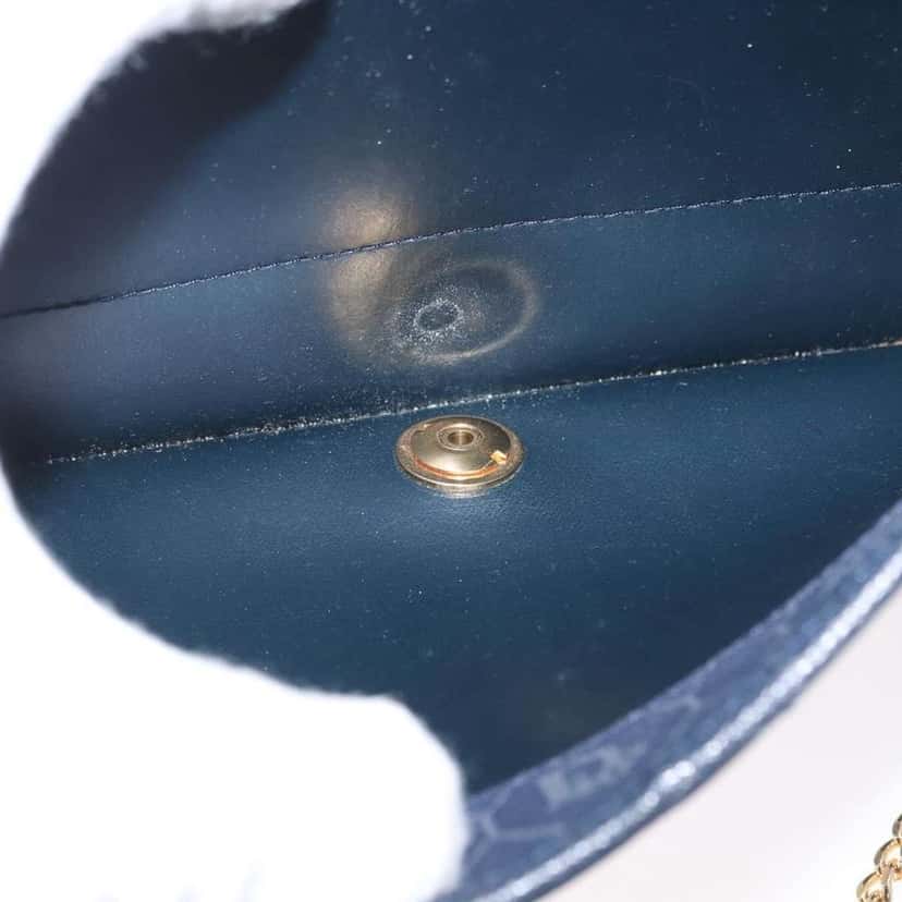 Christian Dior Vintage Chain Flap Shoulder Bag Navy Leather Good condition - Box View