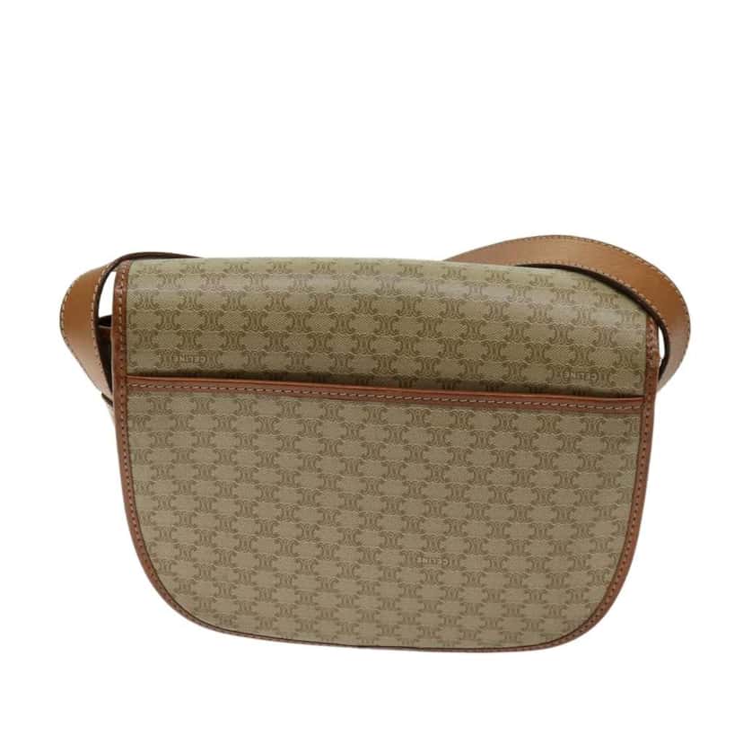 Celine Vintage Macadam Shoulder Bag Beige Canvas Good condition - Back View