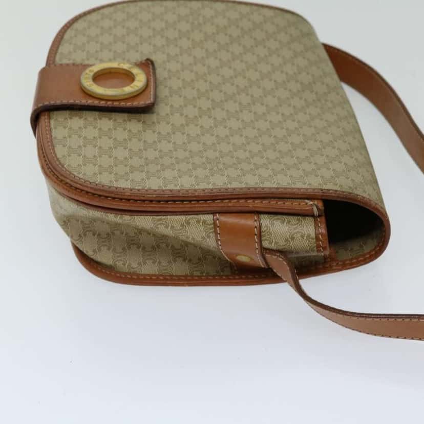 Celine Vintage Macadam Shoulder Bag Beige Canvas Good condition - Model View
