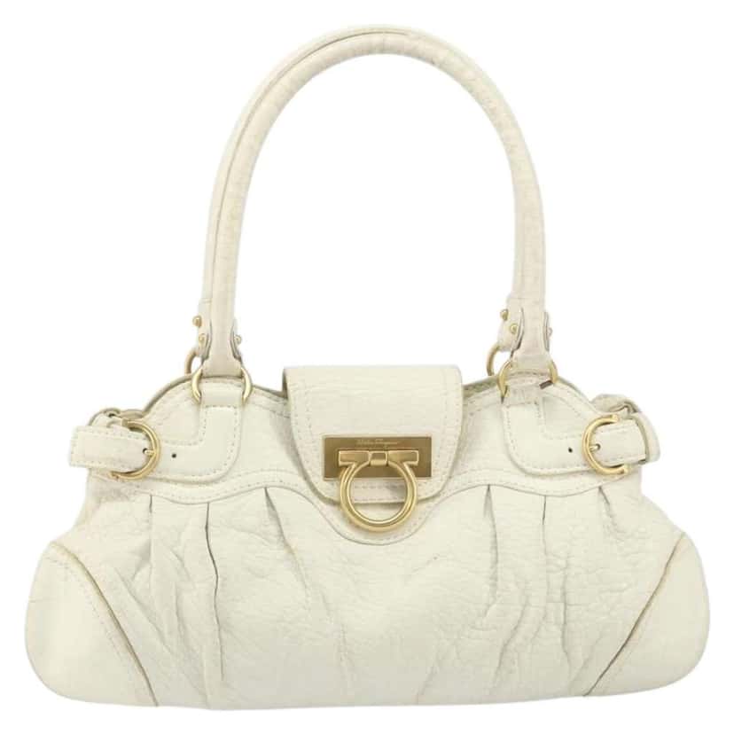 Salvatore Ferragamo Gancini handbag White Leather Fair condition - Front View