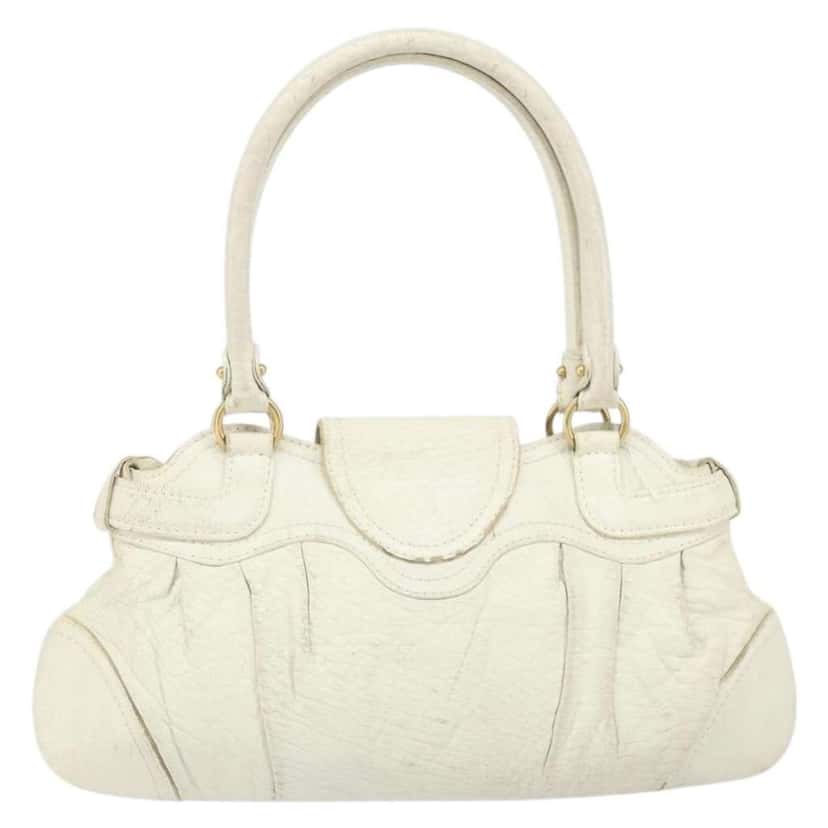 Salvatore Ferragamo Gancini handbag White Leather Fair condition - Back View