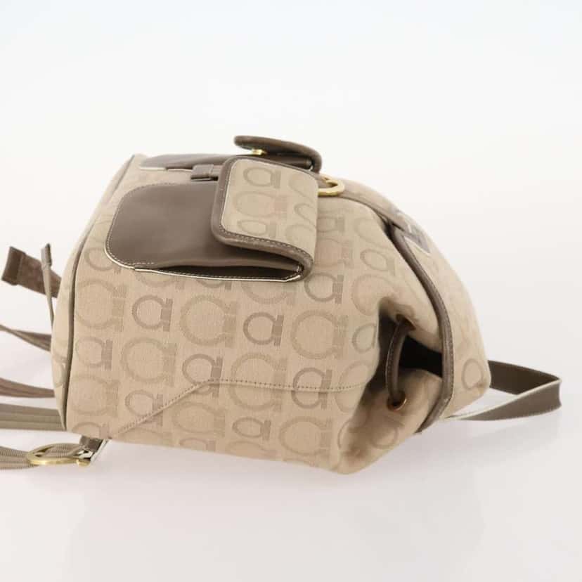 Salvatore Ferragamo Gancini Backpack Beige Canvas Good condition - Inside View
