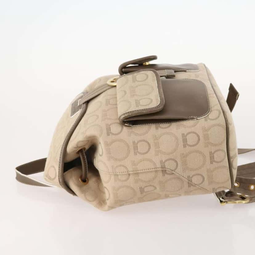 Salvatore Ferragamo Gancini Backpack Beige Canvas Good condition - Model View