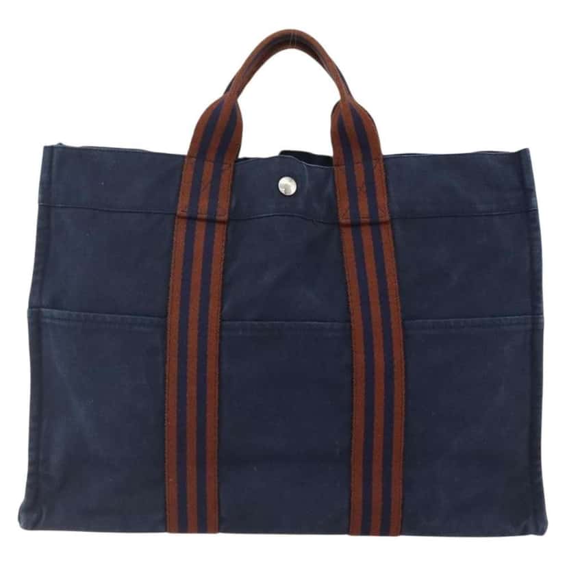 Hermès Fourre Tout Tote Navy Canvas Fair condition - Front View