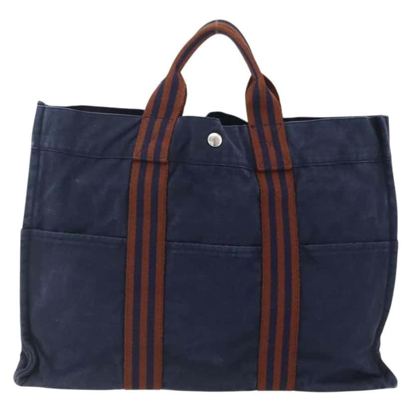 Hermès Fourre Tout Tote Navy Canvas Fair condition - Back View