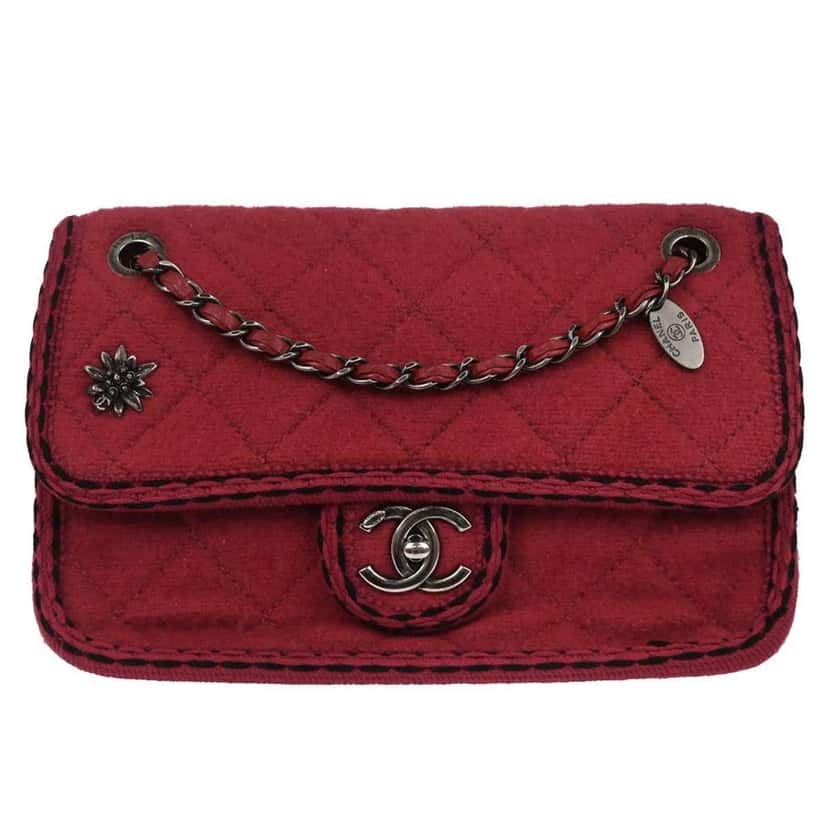 Chanel Paris-Salzburg Flap Bag Red Wool Good condition - Front View