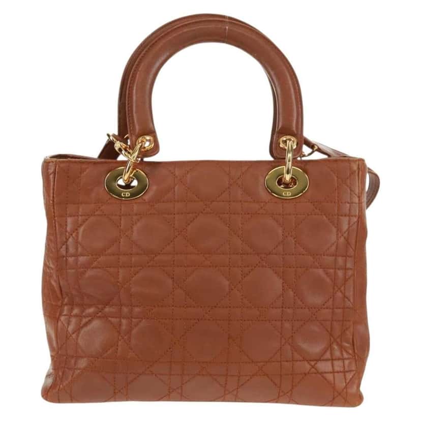 Christian Dior Vintage Lady Dior Bag Brown Leather Good condition - Back View