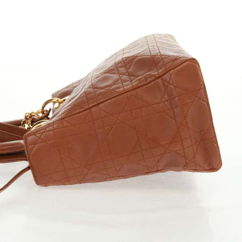 Christian Dior Vintage Lady Dior Bag Brown Leather Good condition - Inside View