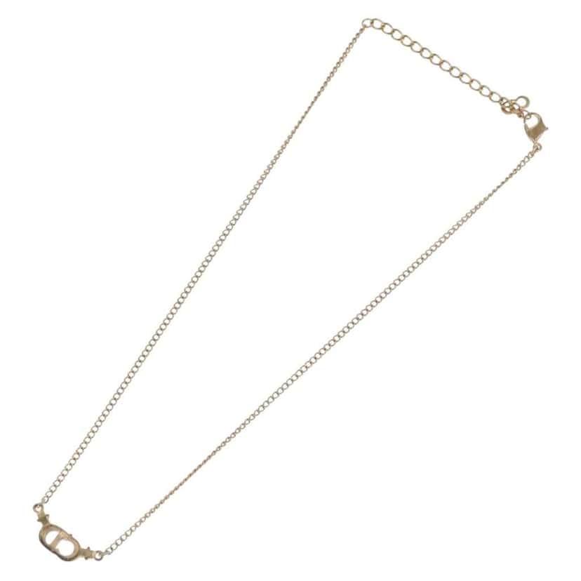 Christian Dior CD Pendant Necklace Gold Metal Good condition - Back View