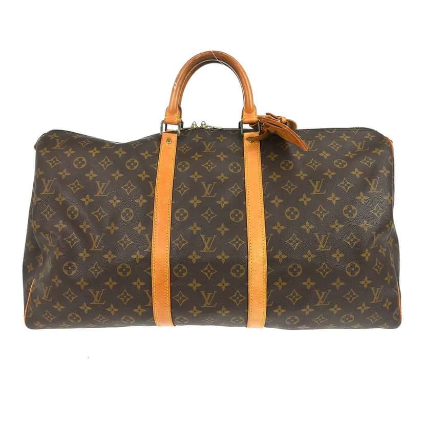 Louis Vuitton Keepall Bandouliere Bag Brown Canvas Fair condition - Front View